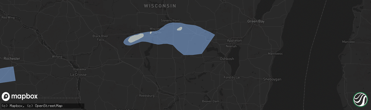 Hail map in Wautoma, WI on June 23, 2025