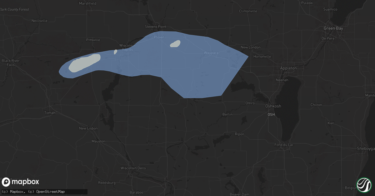Hail map in Wautoma, WI on June 23, 2025