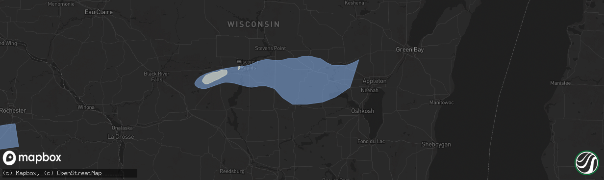 Hail map in Wild Rose, WI on June 23, 2025