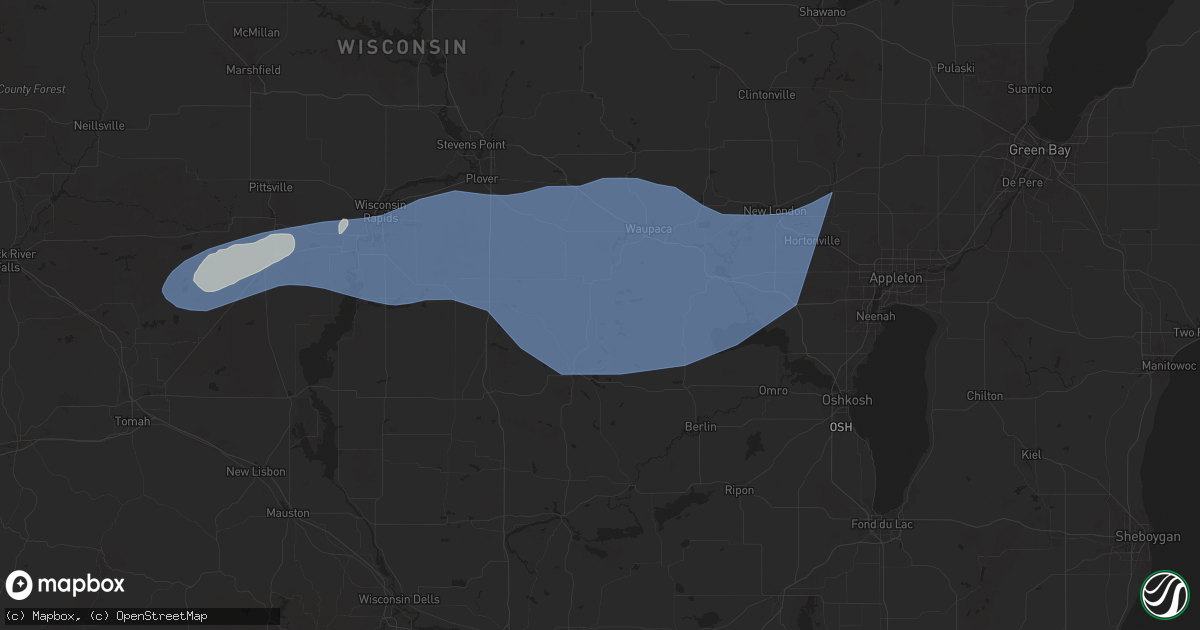 Hail map in Wild Rose, WI on June 23, 2025