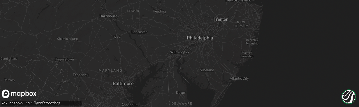 Hail map in Wilmington, DE on June 23, 2025