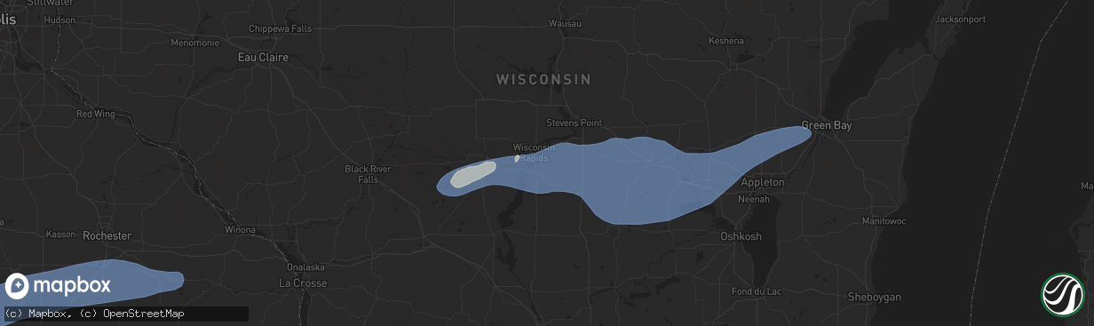 Hail map in Wisconsin Rapids, WI on June 23, 2025