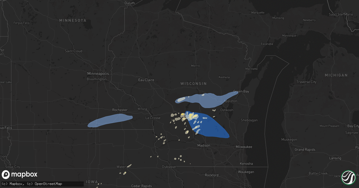 Hail map in Wisconsin on June 23, 2025