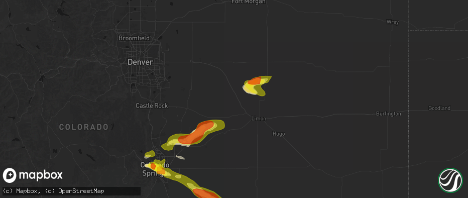 Hail map in Agate, CO on June 23, 2026
