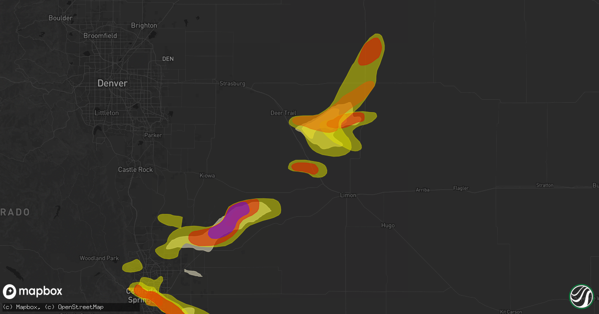 Hail map in Agate, CO on June 23, 2026