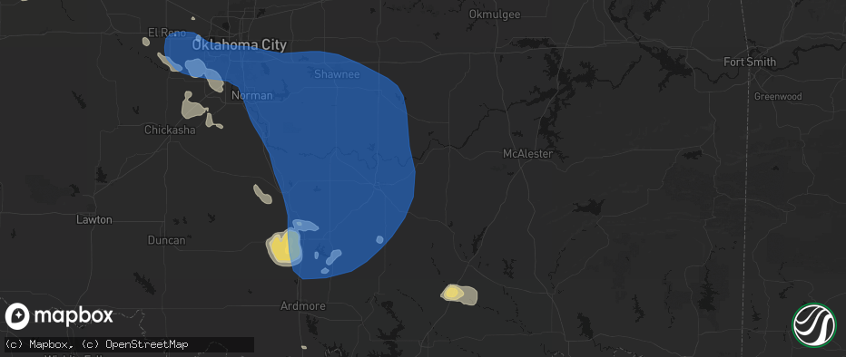 Hail map in Allen, OK on June 23, 2026
