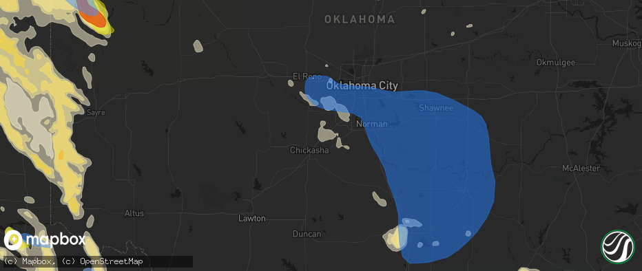 Hail map in Amber, OK on June 23, 2026