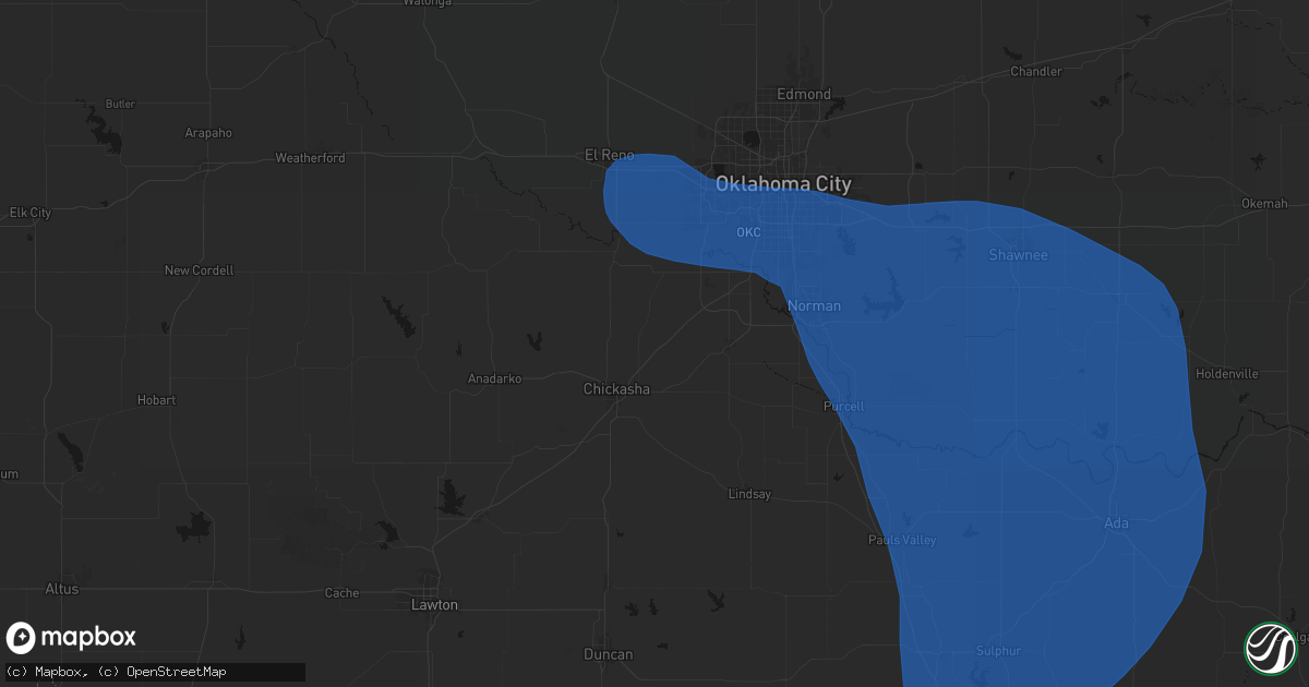 Hail map in Amber, OK on June 23, 2026