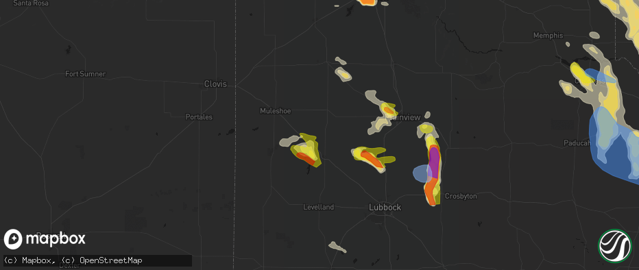Hail map in Amherst, TX on June 23, 2026
