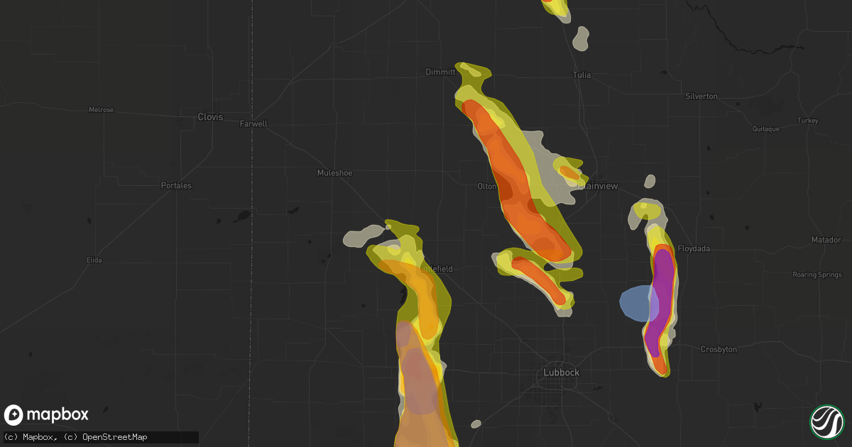 Hail map in Amherst, TX on June 23, 2026