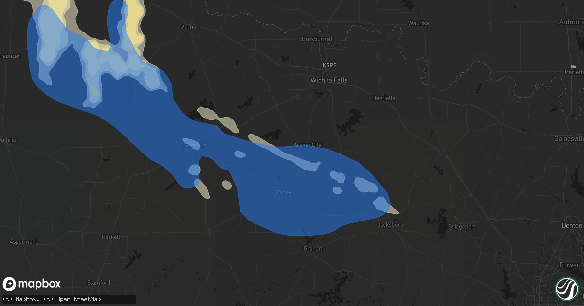 Hail map in Archer City, TX on June 23, 2026