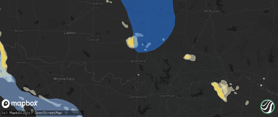 Hail map in Ardmore, OK on June 23, 2026