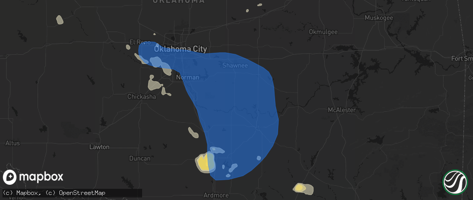 Hail map in Asher, OK on June 23, 2026
