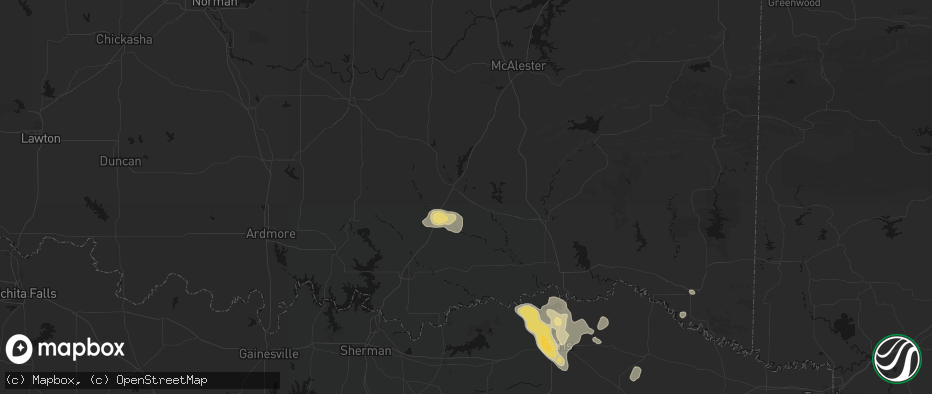 Hail map in Atoka, OK on June 23, 2026
