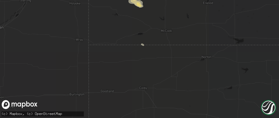 Hail map in Atwood, KS on June 23, 2026