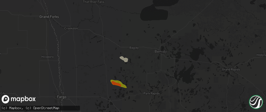 Hail map in Bagley, MN on June 23, 2026