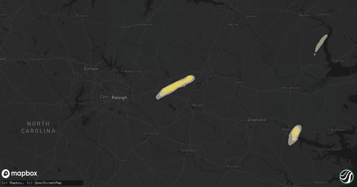 Hail map in Bailey, NC on June 23, 2026