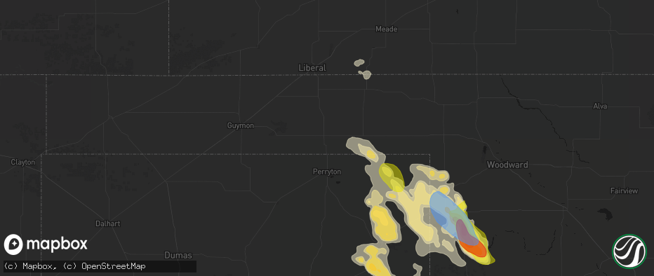 Hail map in Balko, OK on June 23, 2026