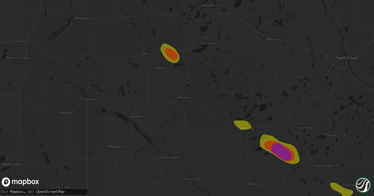 Hail map in Benson, MN on June 23, 2026