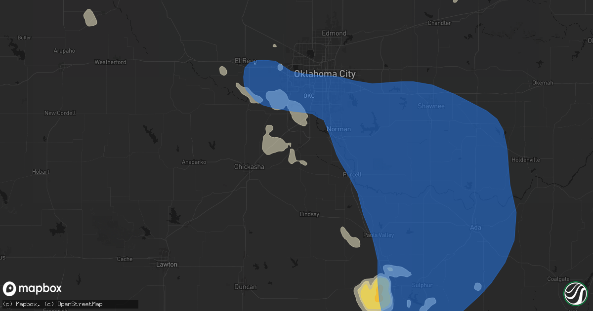 Hail map in Blanchard, OK on June 23, 2026