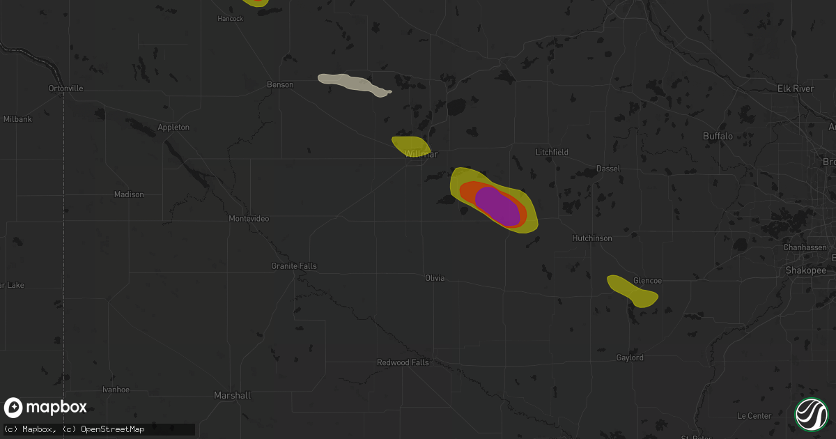 Hail map in Blomkest, MN on June 23, 2026