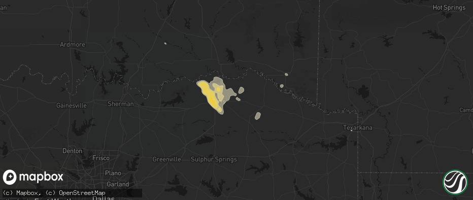 Hail map in Blossom, TX on June 23, 2026