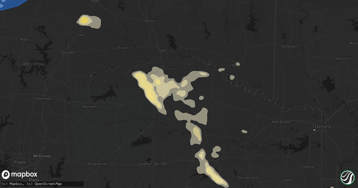 Hail map in Blossom, TX on June 23, 2026