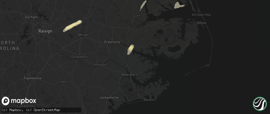 Hail map in Blounts Creek, NC on June 23, 2026