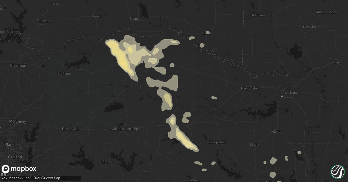 Hail map in Bogata, TX on June 23, 2026