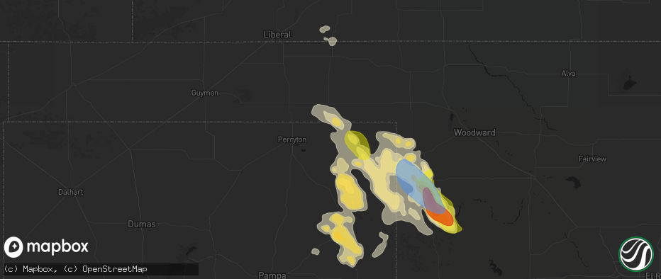 Hail map in Booker, TX on June 23, 2026