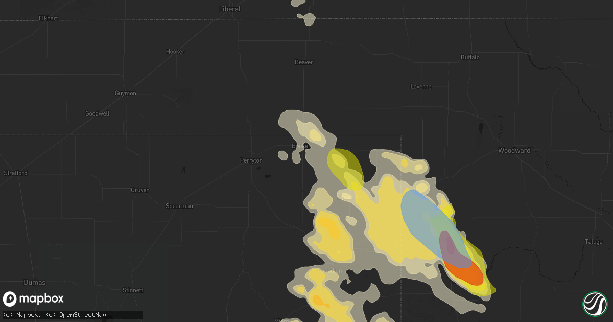 Hail map in Booker, TX on June 23, 2026