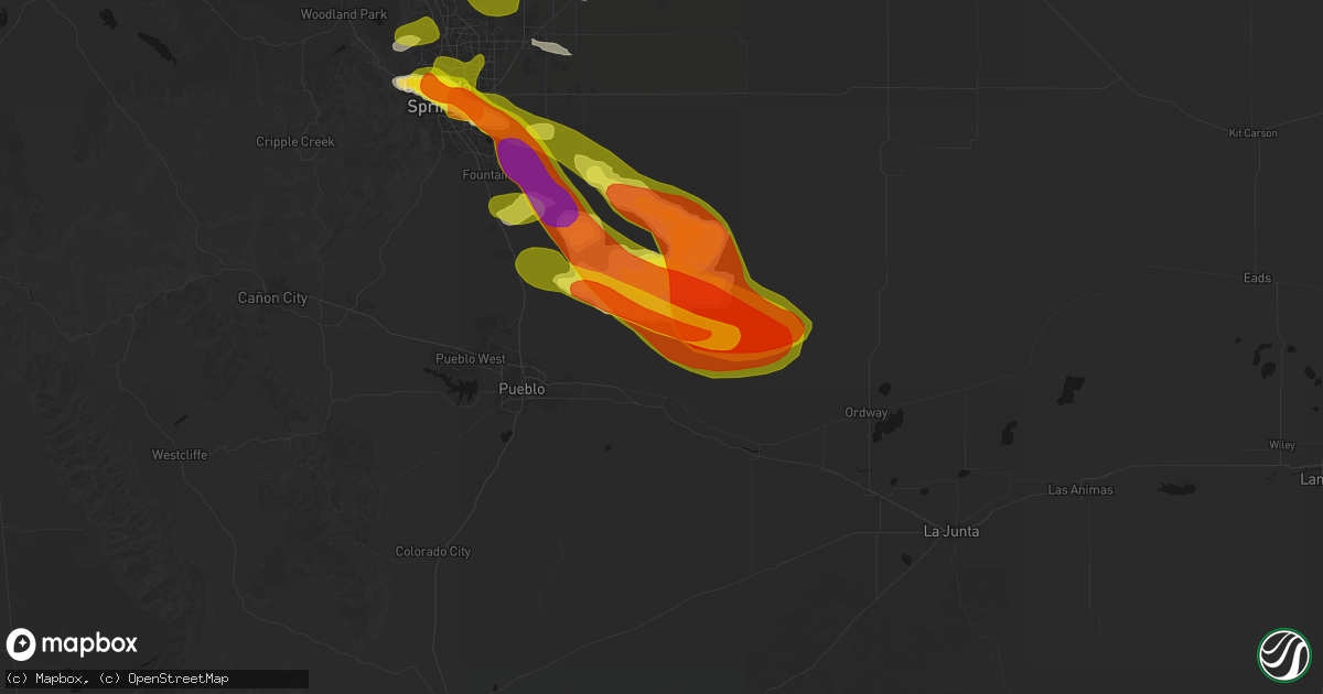 Hail map in Boone, CO on June 23, 2026