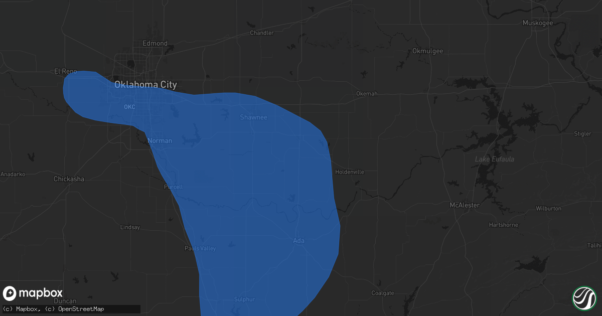 Hail map in Bowlegs, OK on June 23, 2026