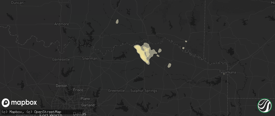 Hail map in Brookston, TX on June 23, 2026