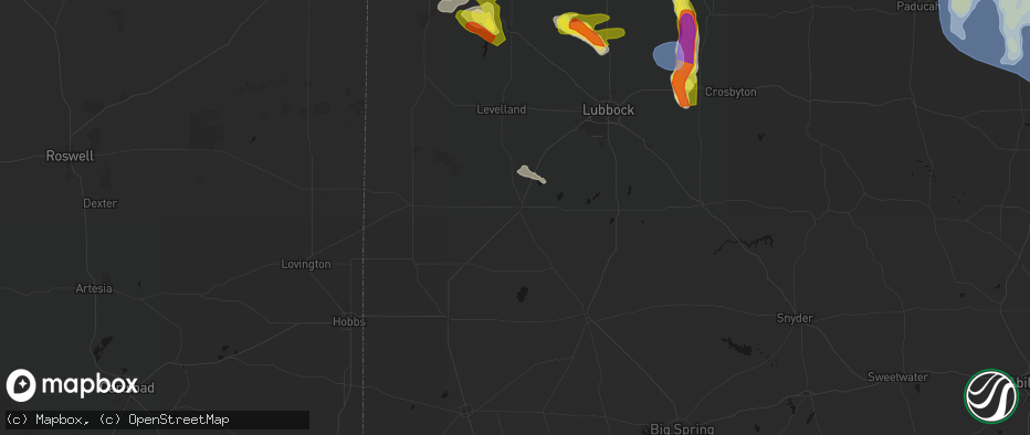 Hail map in Brownfield, TX on June 23, 2026