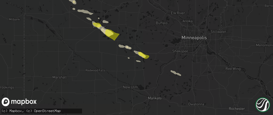 Hail map in Brownton, MN on June 23, 2026
