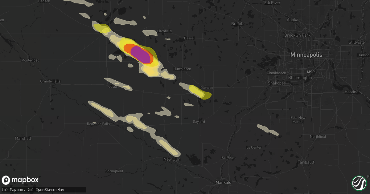 Hail map in Brownton, MN on June 23, 2026