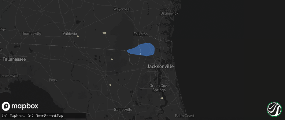 Hail map in Bryceville, FL on June 23, 2026