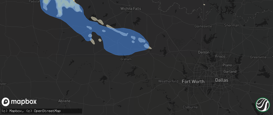 Hail map in Bryson, TX on June 23, 2026