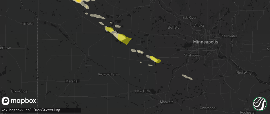 Hail map in Buffalo Lake, MN on June 23, 2026