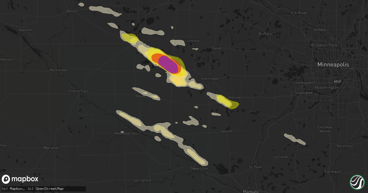 Hail map in Buffalo Lake, MN on June 23, 2026