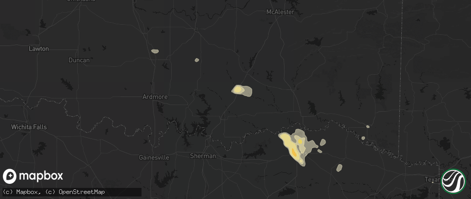 Hail map in Caddo, OK on June 23, 2026
