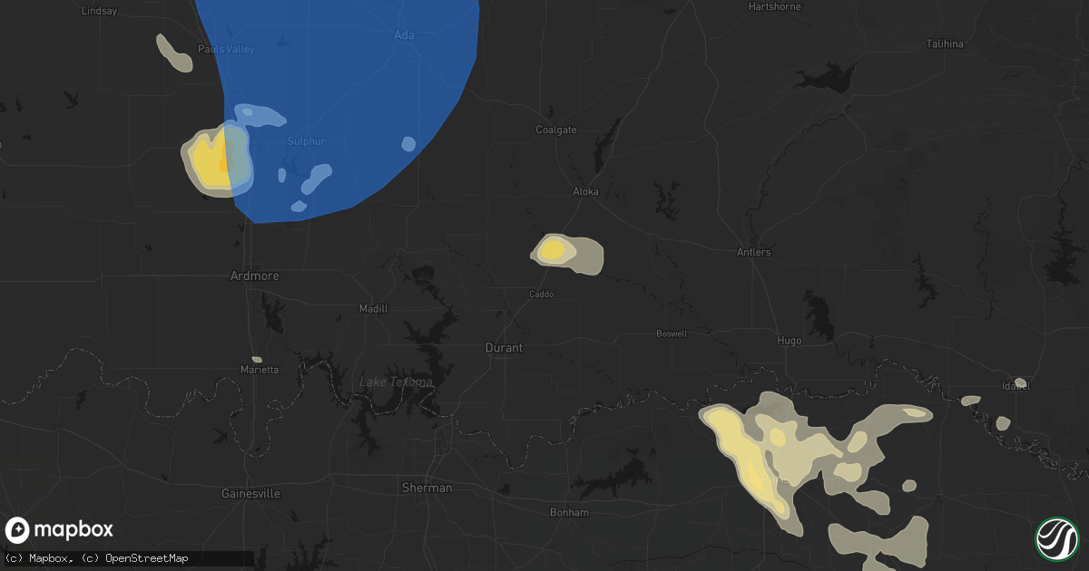 Hail map in Caddo, OK on June 23, 2026