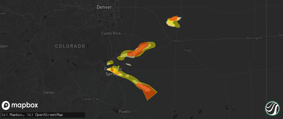 Hail map in Calhan, CO on June 23, 2026