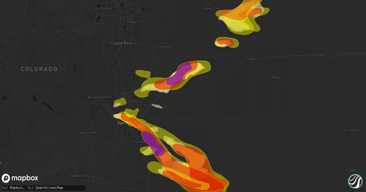 Hail map in Calhan, CO on June 23, 2026