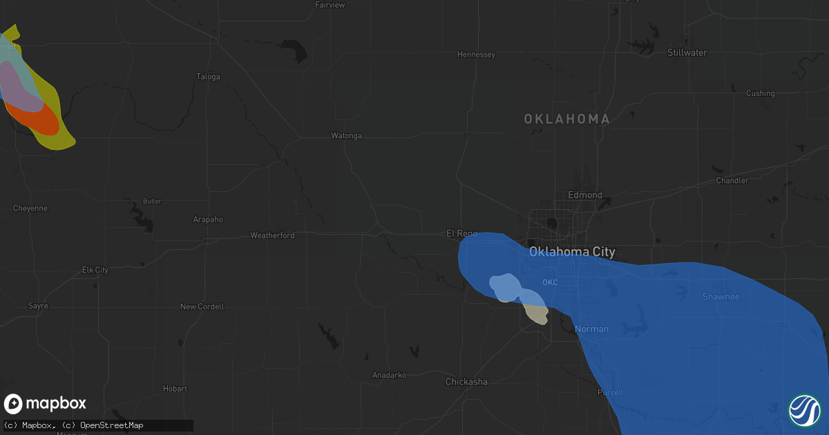 Hail map in Calumet, OK on June 23, 2026