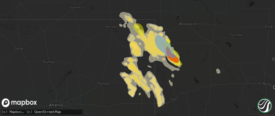 Hail map in Canadian, TX on June 23, 2026