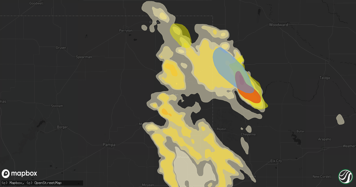 Hail map in Canadian, TX on June 23, 2026