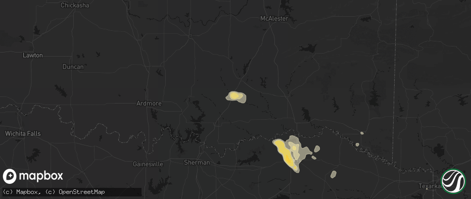 Hail map in Caney, OK on June 23, 2026