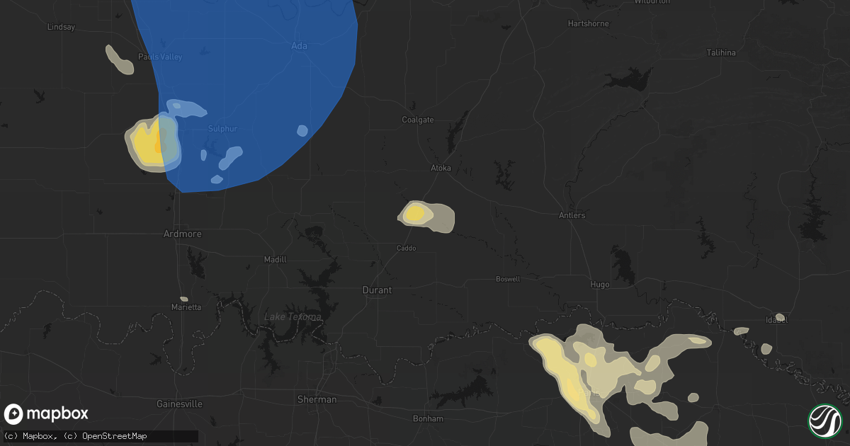Hail map in Caney, OK on June 23, 2026